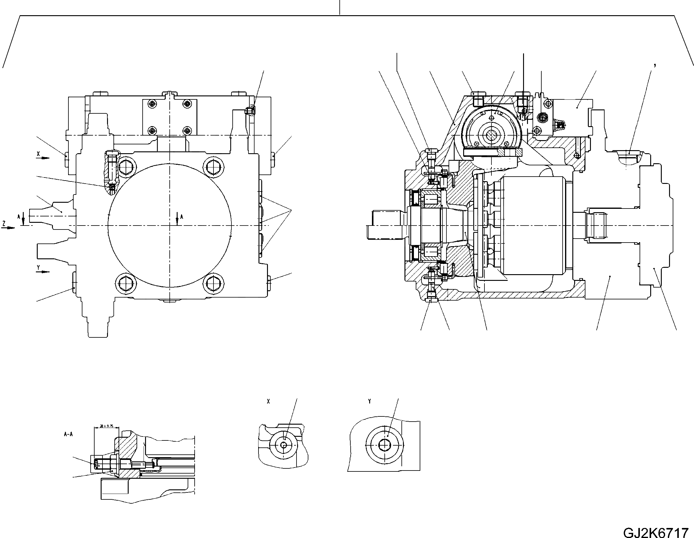 Схема запчастей Komatsu WA80-6 - ГИДР. НАСОС. (КМ/Ч) (С SPEED УПРАВЛ-Е) (ВНУТР. ЧАСТИ) (/9) Y ОСНОВН. КОМПОНЕНТЫ И РЕМКОМПЛЕКТЫ