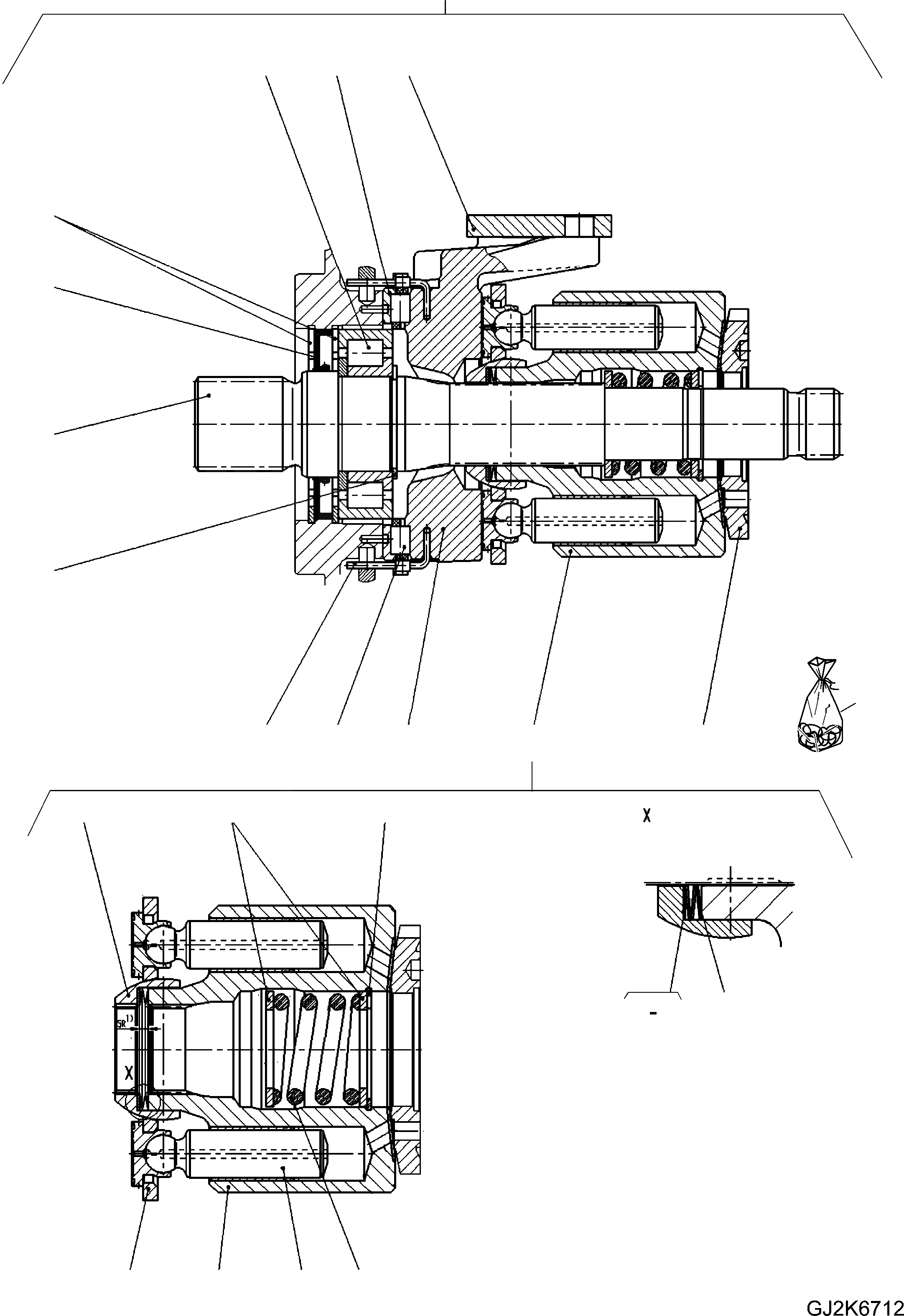 Схема запчастей Komatsu WA80-6 - ГИДР. НАСОС. (КМ/Ч) (ВНУТР. ЧАСТИ) (/8 + /9) Y ОСНОВН. КОМПОНЕНТЫ И РЕМКОМПЛЕКТЫ