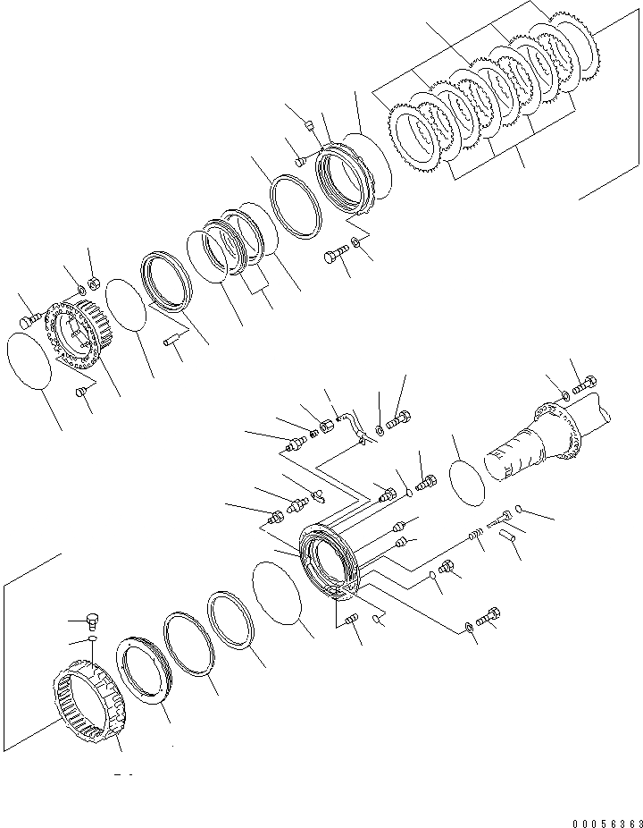 Схема запчастей Komatsu WA900-3E0 - ПЕРЕДНИЙ МОСТ (ПЕРЕДНИЕ ТОРМОЗА)(№-) ГИДРОТРАНСФОРМАТОР И ТРАНСМИССИЯ