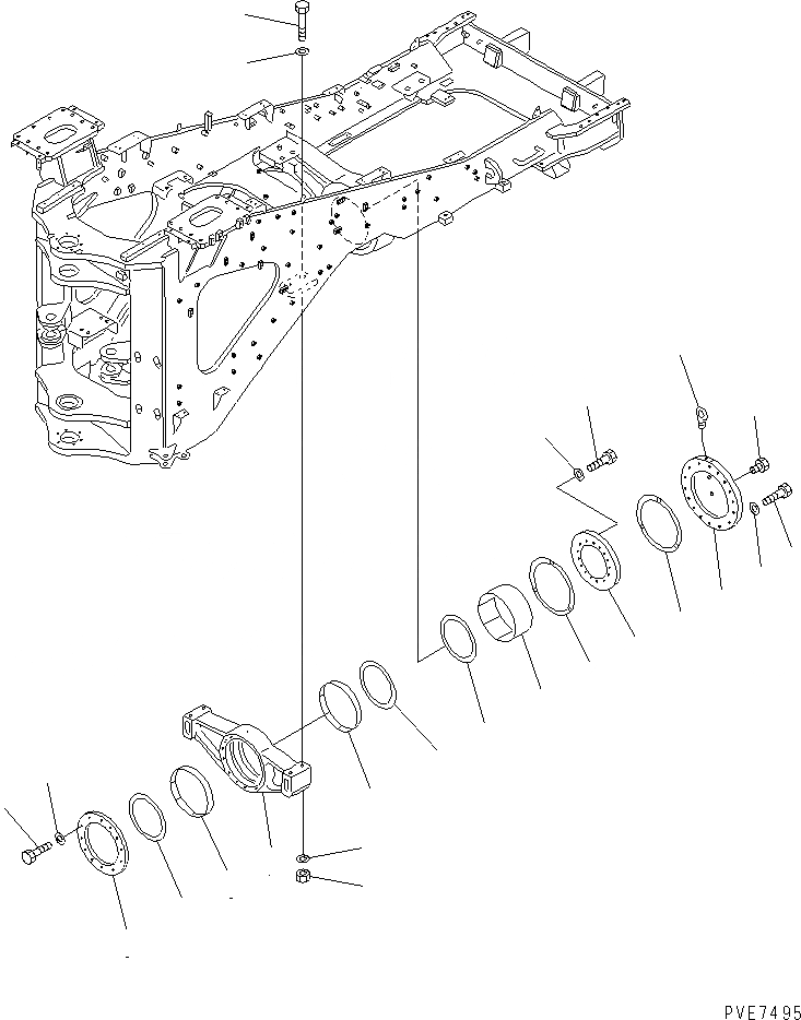 Схема запчастей Komatsu WA900-3E0 - СУППОРТ МОСТА(№-) ОСНОВНАЯ РАМА И ЕЕ ЧАСТИ