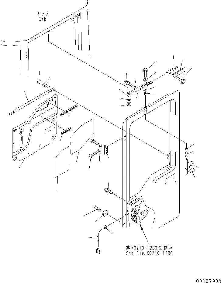 Схема запчастей Komatsu WA900-3E0 - КАБИНА (ЛЕВ. ДВЕРЬ В СБОРЕ¤ /) (ДВЕРЬ ФИКСАТОР ОТКРЫТИЯ¤ ПОДУШКА И РУЧКА)(№-) КАБИНА ОПЕРАТОРА И СИСТЕМА УПРАВЛЕНИЯ