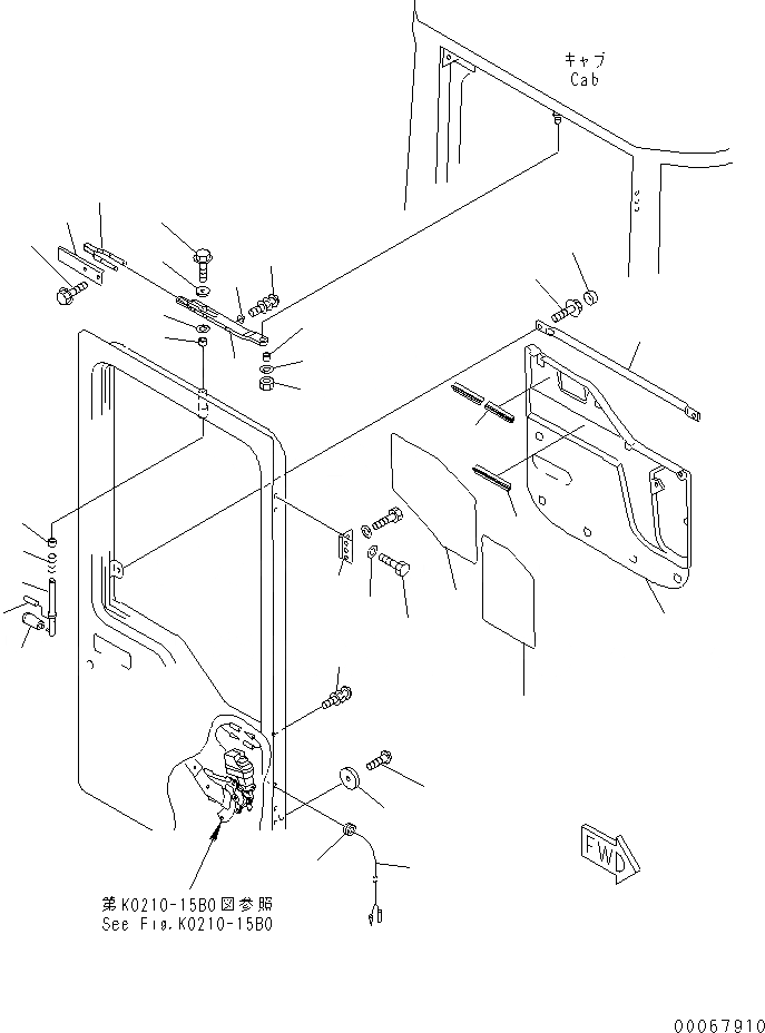 Схема запчастей Komatsu WA900-3E0 - КАБИНА (ПРАВ. ДВЕРЬ В СБОРЕ¤ /) (ДВЕРЬ ФИКСАТОР ОТКРЫТИЯ¤ ПОДУШКА И РУЧКА)(№-) КАБИНА ОПЕРАТОРА И СИСТЕМА УПРАВЛЕНИЯ