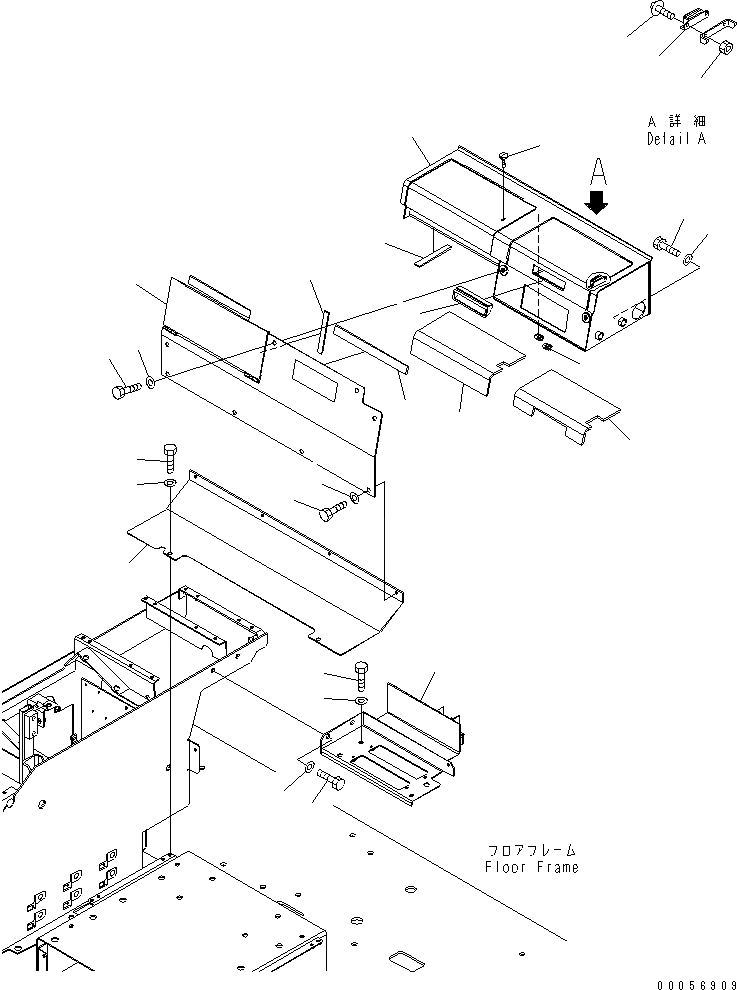 Схема запчастей Komatsu WA900-3E0 - ПОЛ SUB (ЗАДН. КОНСОЛЬН. БЛОК)(№-) КАБИНА ОПЕРАТОРА И СИСТЕМА УПРАВЛЕНИЯ