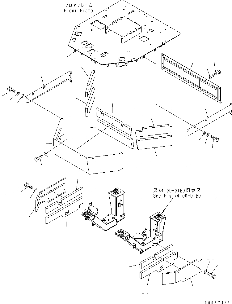 Схема запчастей Komatsu WA900-3E0 - ПОКРЫТИЕ ПОЛА(№-) ЧАСТИ КОРПУСА