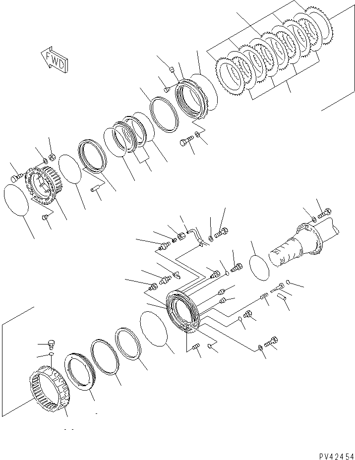 Схема запчастей Komatsu WA900-1 - ПЕРЕДНИЕ ТОРМОЗА ВЕДУЩ. ВАЛ¤ ДИФФЕРЕНЦ. И КОЛЕСА