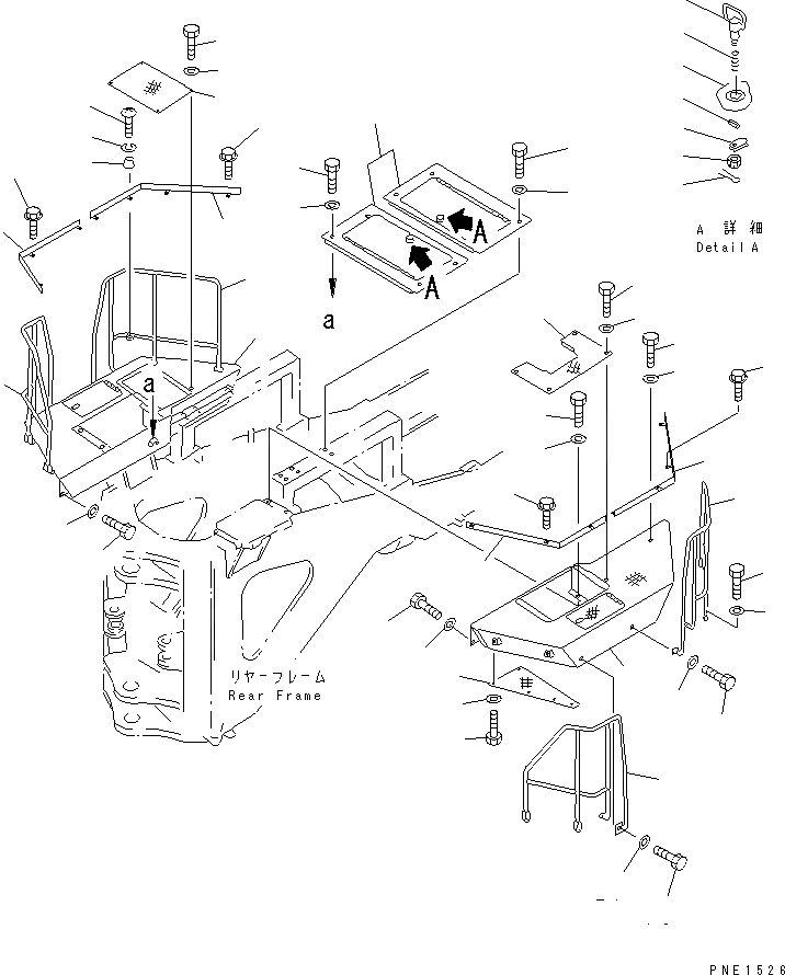 Схема запчастей Komatsu WA900-1 -  ПОЛ(№-) РАМА И ЧАСТИ КОРПУСА