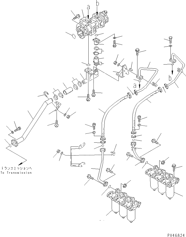 Схема запчастей Komatsu WA900-1 - ТОРКФЛОУ ТРУБЫ (/) ТРАНСМИССИЯ