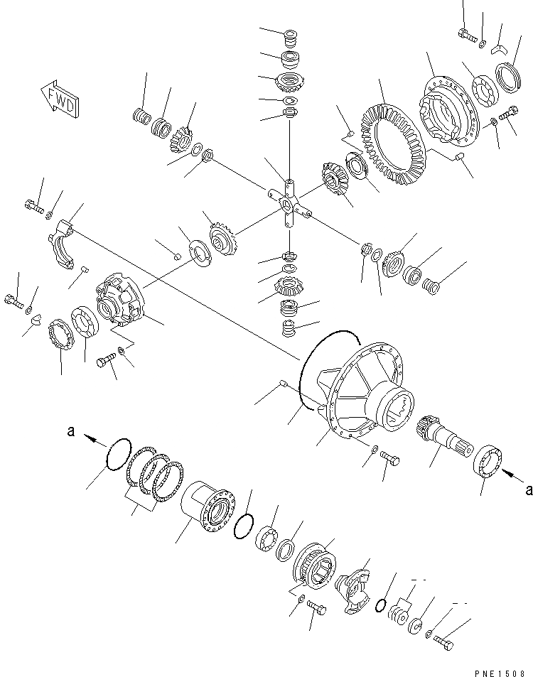 Схема запчастей Komatsu WA900-1 - ПЕРЕДНИЙ ДИФФЕРЕНЦИАЛ ВЕДУЩ. ВАЛ¤ ДИФФЕРЕНЦ. И КОЛЕСА