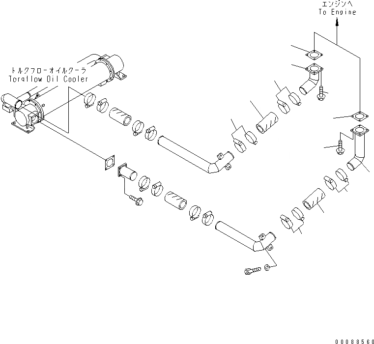 Схема запчастей Komatsu WA900-3E0 - ДВИГАТЕЛЬ (ЛИНИИ МАСЛООХЛАДИТЕЛЯ)(№8-) КОМПОНЕНТЫ ДВИГАТЕЛЯ
