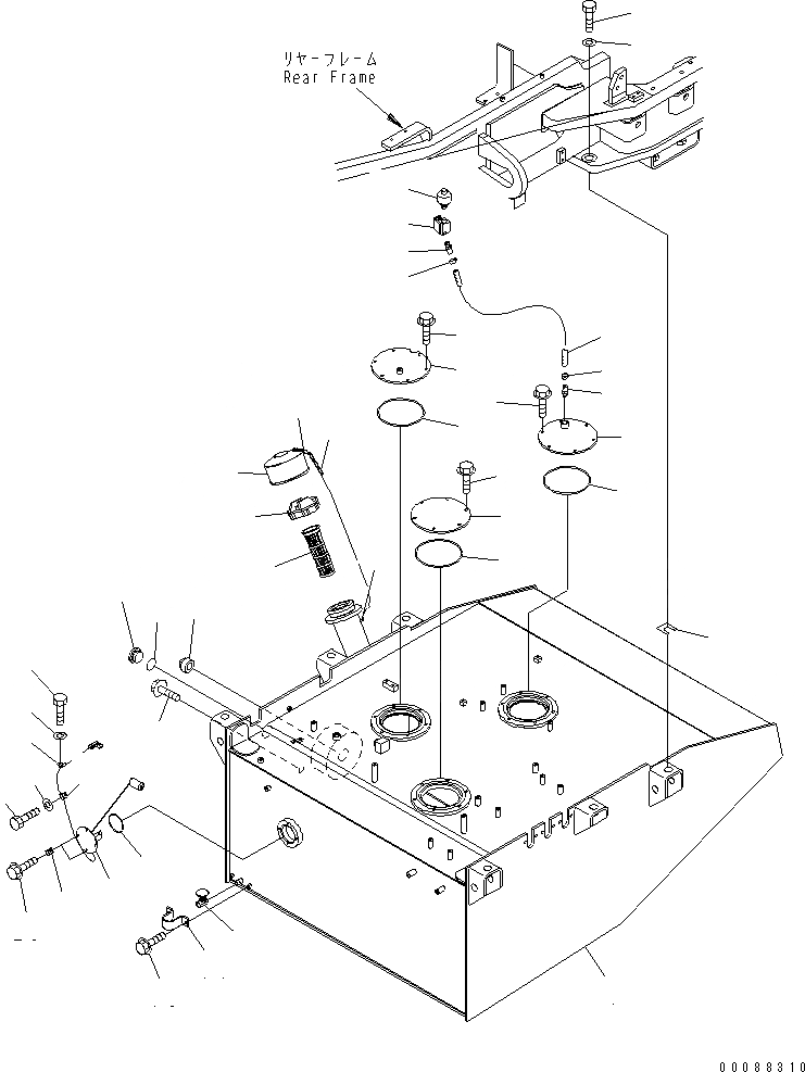 Схема запчастей Komatsu WA900-3E0 - ТОПЛИВН. БАК.(№7-) ТОПЛИВН. БАК. AND КОМПОНЕНТЫ