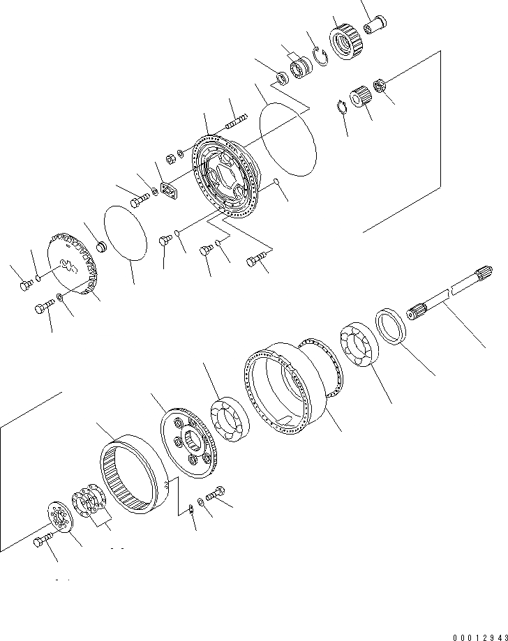 Схема запчастей Komatsu WA900-3E0 - ЗАДН. МОСТ (КОНЕЧНАЯ ПЕРЕДАЧА)(№-) ГИДРОТРАНСФОРМАТОР И ТРАНСМИССИЯ