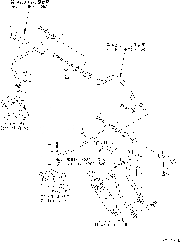 Схема запчастей Komatsu WA900-3E0 - ГИДРАВЛ ЛИНИЯ (ГИДРОЦИЛИНДР ПОДЪЕМА ВЕРХН. ЛИНИЯ¤ /)(№-) ГИДРАВЛИКА