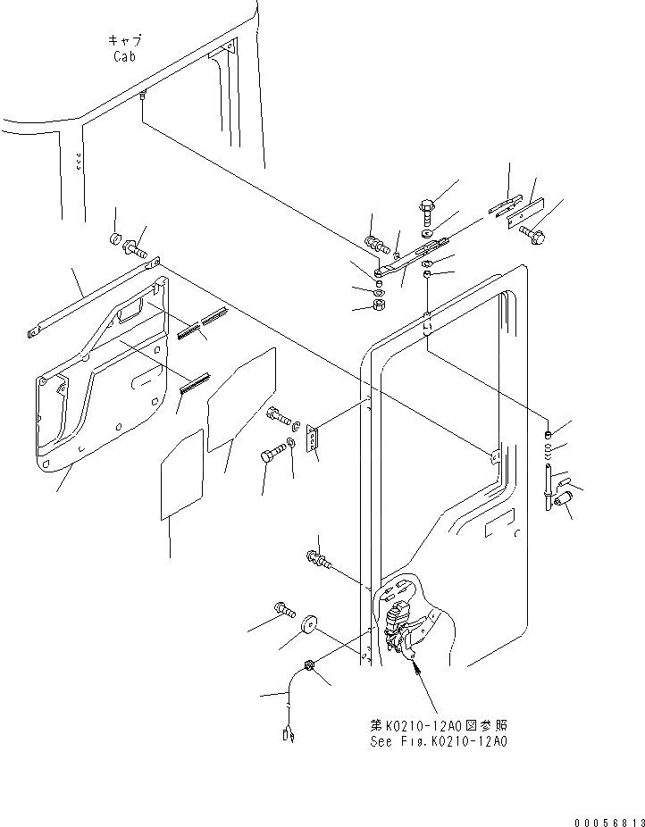 Схема запчастей Komatsu WA900-3E0 - КАБИНА (ЛЕВ. ДВЕРЬ В СБОРЕ¤ /) (ДВЕРЬ ФИКСАТОР ОТКРЫТИЯ¤ ПОДУШКА И РУЧКА)(№-) КАБИНА ОПЕРАТОРА И СИСТЕМА УПРАВЛЕНИЯ