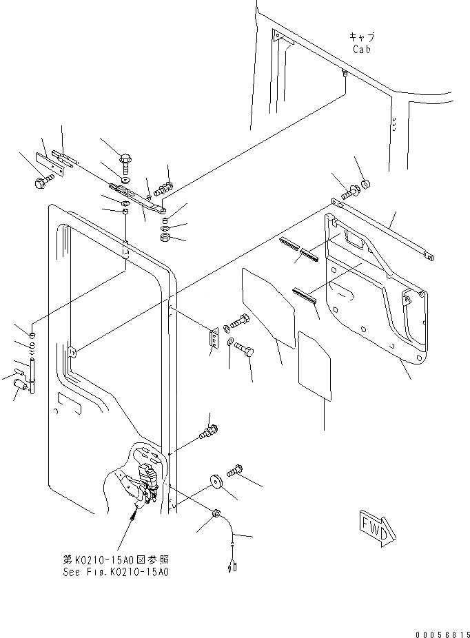Схема запчастей Komatsu WA900-3E0 - КАБИНА (ПРАВ. ДВЕРЬ В СБОРЕ¤ /) (ДВЕРЬ ФИКСАТОР ОТКРЫТИЯ¤ ПОДУШКА И РУЧКА)(№-) КАБИНА ОПЕРАТОРА И СИСТЕМА УПРАВЛЕНИЯ
