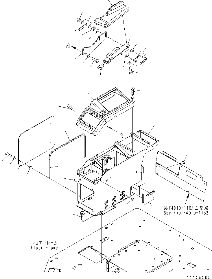 Схема запчастей Komatsu WA900-3E0 - ПОЛ SUB (ПРАВ. КОНСОЛЬН. БЛОК) (РУЛЕВОЕ КОЛЕСО)(№-) КАБИНА ОПЕРАТОРА И СИСТЕМА УПРАВЛЕНИЯ