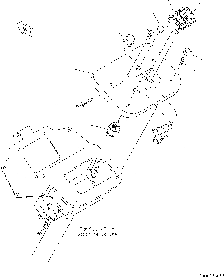 Схема запчастей Komatsu WA900-3E0 - ПОЛ SUB (РУЧКА И ПЕРЕКЛЮЧАТЕЛЬ)(№-) КАБИНА ОПЕРАТОРА И СИСТЕМА УПРАВЛЕНИЯ