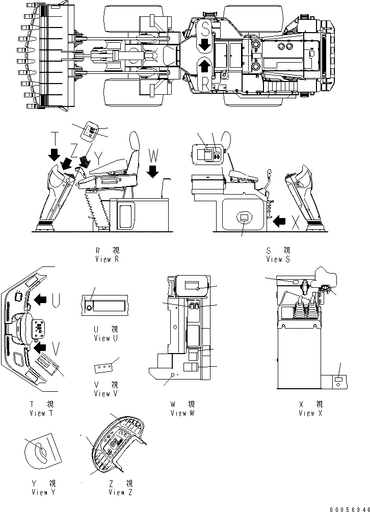 Схема запчастей Komatsu WA900-3E0 - ПОЛ ТАБЛИЧКИ (EXPORT СТАНДАРТН.)(№-) КАБИНА ОПЕРАТОРА И СИСТЕМА УПРАВЛЕНИЯ