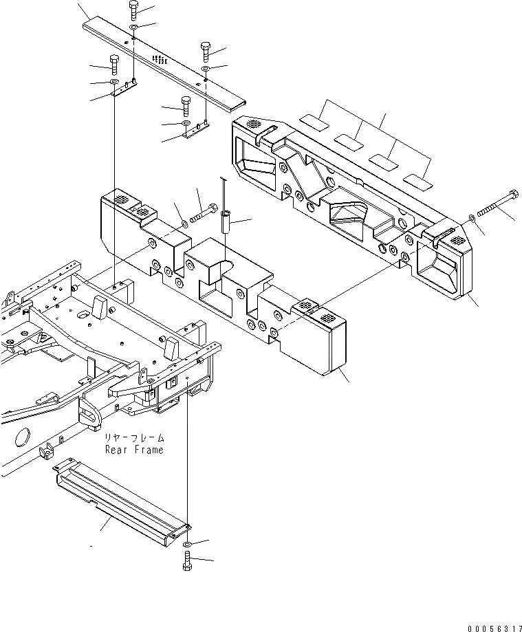 Схема запчастей Komatsu WA900-3E0 - ПРОТИВОВЕС(№-) ЧАСТИ КОРПУСА