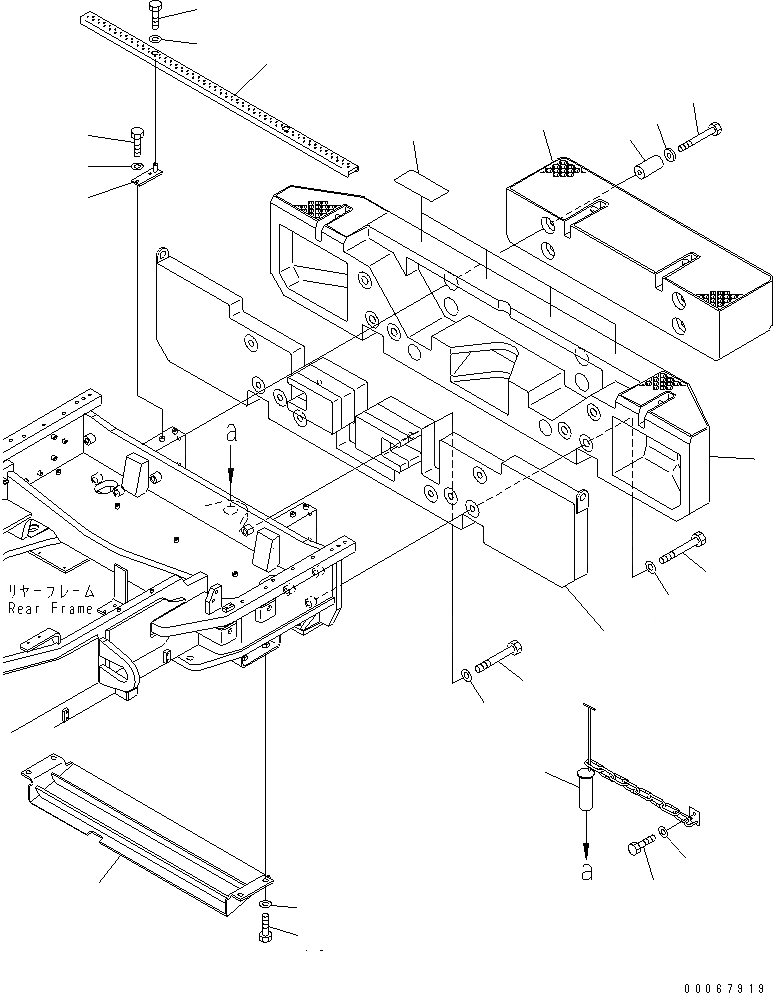 Схема запчастей Komatsu WA900-3E0 - ПРОТИВОВЕС (С ДОПОЛН. ВЕС) (EC REGULATION СПЕЦ-Я.)(№-) ЧАСТИ КОРПУСА