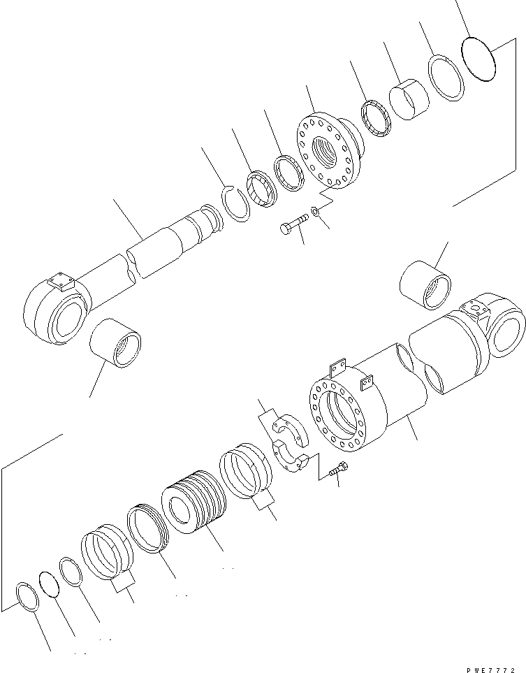 Схема запчастей Komatsu WA900-3E0 - ГИДРОЦИЛИНДР КОВША (ДЛЯ ВЫСОК. ПОДЪЕМА)(№-) ОСНОВН. КОМПОНЕНТЫ И РЕМКОМПЛЕКТЫ