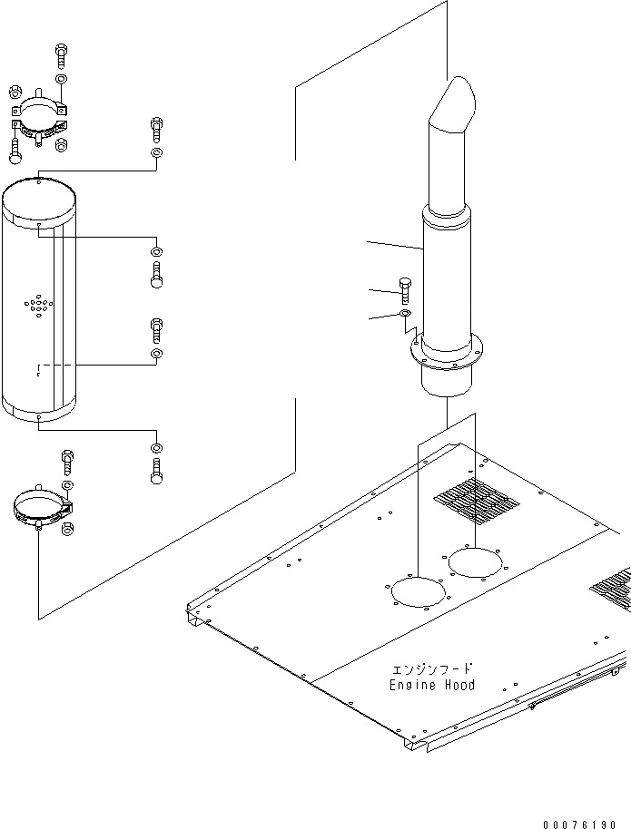 Схема запчастей Komatsu WA900-3 - ВЫХЛОПНАЯ ТРУБА(№9-) КОМПОНЕНТЫ ДВИГАТЕЛЯ