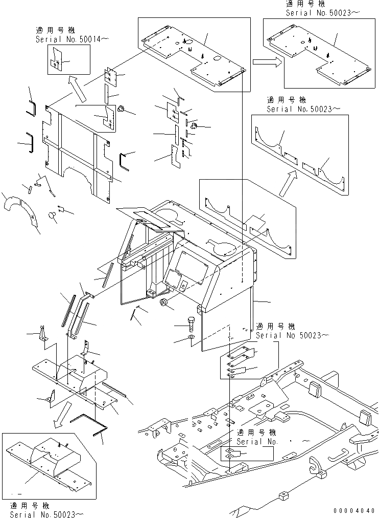 Схема запчастей Komatsu WA900-3 - ОТСЕК ДВИГАТЕЛЯ(/) (ПРЕФИЛЬТР EXTENSION)(№-9) ЧАСТИ КОРПУСА