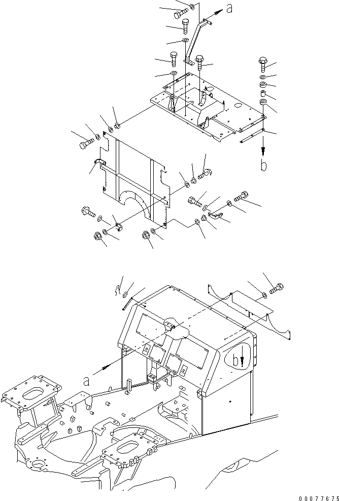 Схема запчастей Komatsu WA900-3 - ОТСЕК ДВИГАТЕЛЯ(/)(№9-) ЧАСТИ КОРПУСА