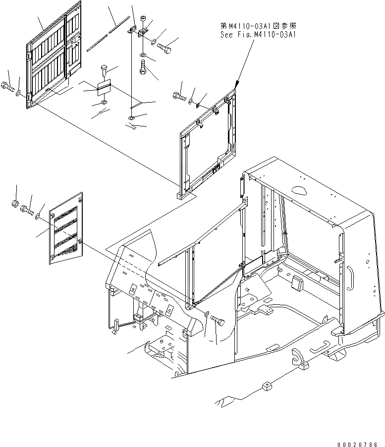 Схема запчастей Komatsu WA900-3 - КАПОТ ( ДВЕРЬ И COVER) (/) (ПРАВ.)(№-9) ЧАСТИ КОРПУСА