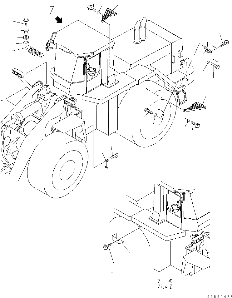 Схема запчастей Komatsu WA900-3 - КРЫЛО И ЛЕСТНИЦА (ЛЕСТНИЦА И СТУПЕНИ) (/) (RIO TINTO СПЕЦ-Я.)(№-9) ЧАСТИ КОРПУСА