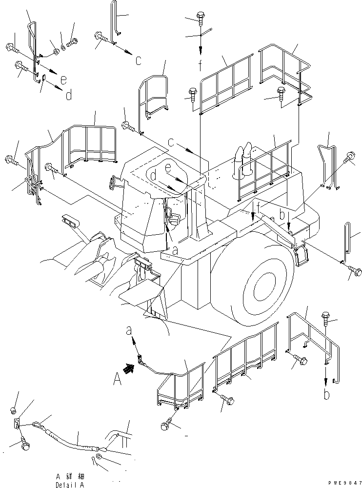 Схема запчастей Komatsu WA900-3 - ЛЕСТНИЦА RAIL(№-) ЧАСТИ КОРПУСА