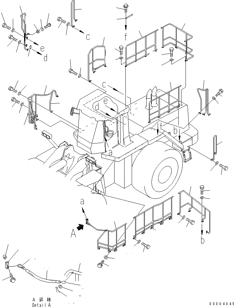 Схема запчастей Komatsu WA900-3 - ПОРУЧНИ( ЯC СПЕЦ-Я.)(№-) ЧАСТИ КОРПУСА