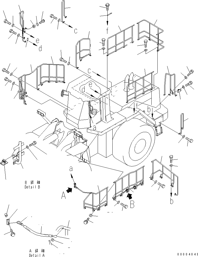 Схема запчастей Komatsu WA900-3 - ЛЕСТНИЦА RAIL(№-8) ЧАСТИ КОРПУСА