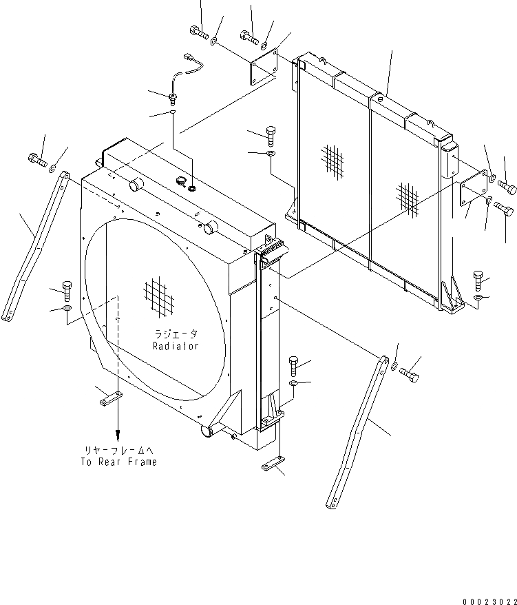 Схема запчастей Komatsu WA900-3 - РАДИАТОР (ЭЛЕМЕНТЫ КРЕПЛЕНИЯ)(№-) СИСТЕМА ОХЛАЖДЕНИЯ