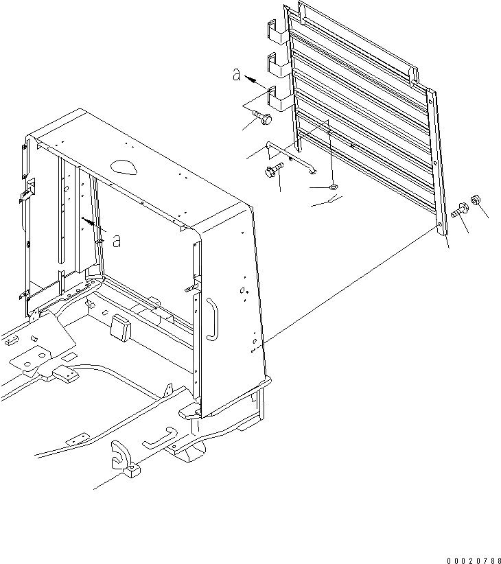 Схема запчастей Komatsu WA900-3 - КАПОТ (РЕШЕТКА РАДИАТОРА)(№-) ЧАСТИ КОРПУСА