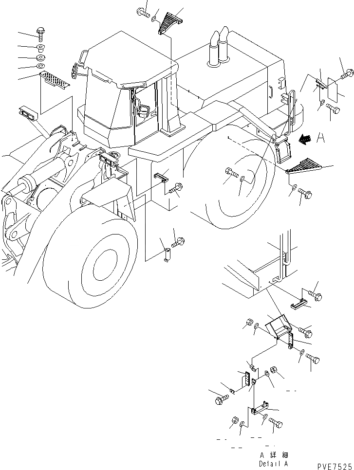 Схема запчастей Komatsu WA900-3 - КРЫЛО И ЛЕСТНИЦА (ЛЕСТНИЦА И СТУПЕНИ) (/) ЧАСТИ КОРПУСА