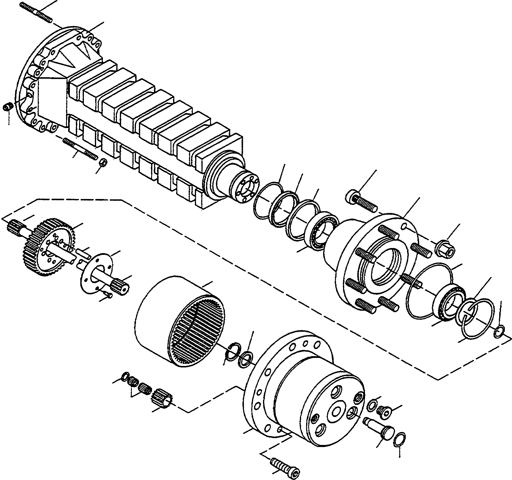 Схема запчастей Komatsu WA90-1 - PLANETARY ПРИВОД, ТОРМОЗ., ЗАДН. МОСТ ЗАДН. МОСТ