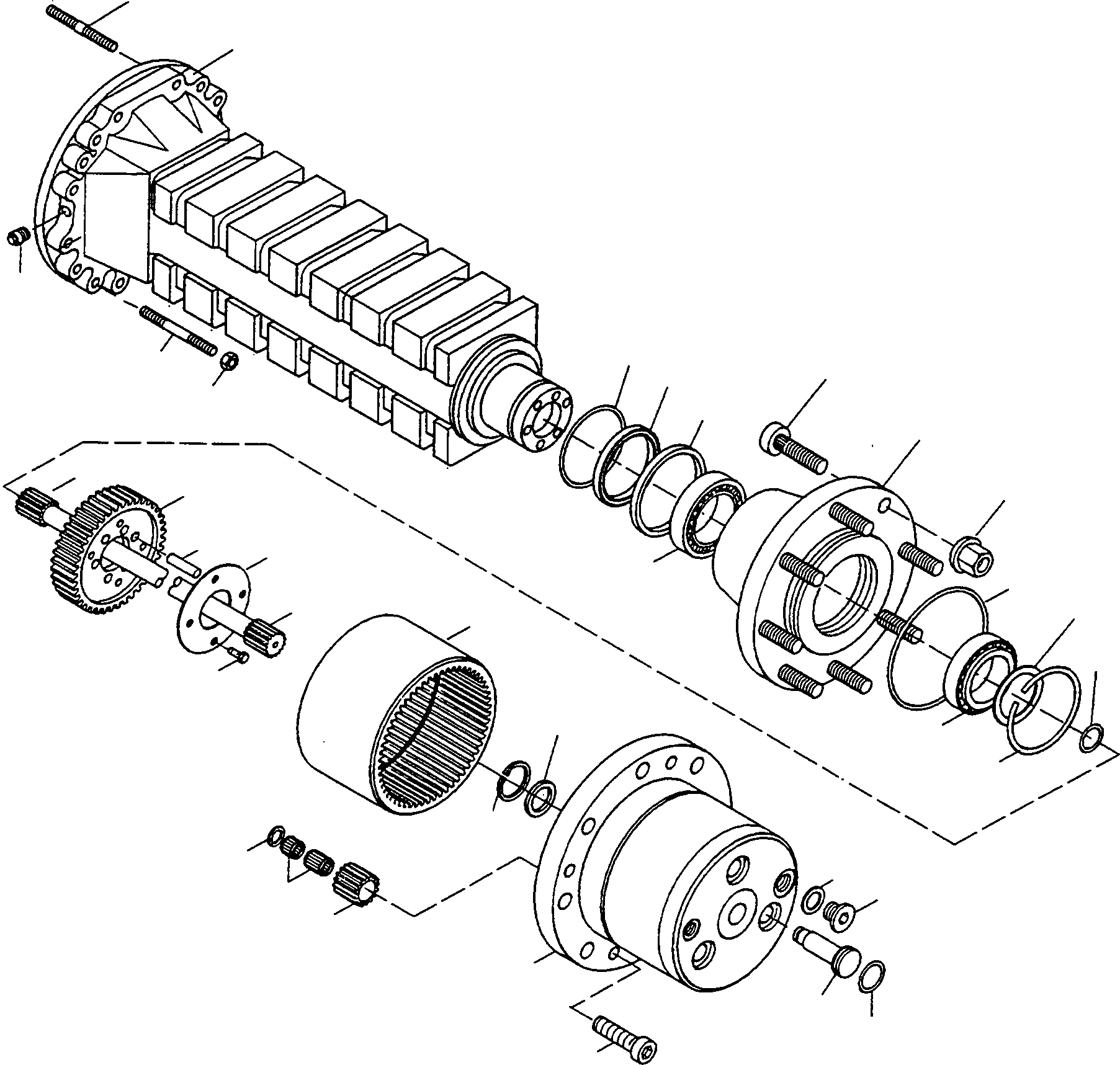 Схема запчастей Komatsu WA90-1S - PLANETARY ПРИВОД, ТОРМОЗ., ЗАДН. МОСТ ЗАДН. МОСТ