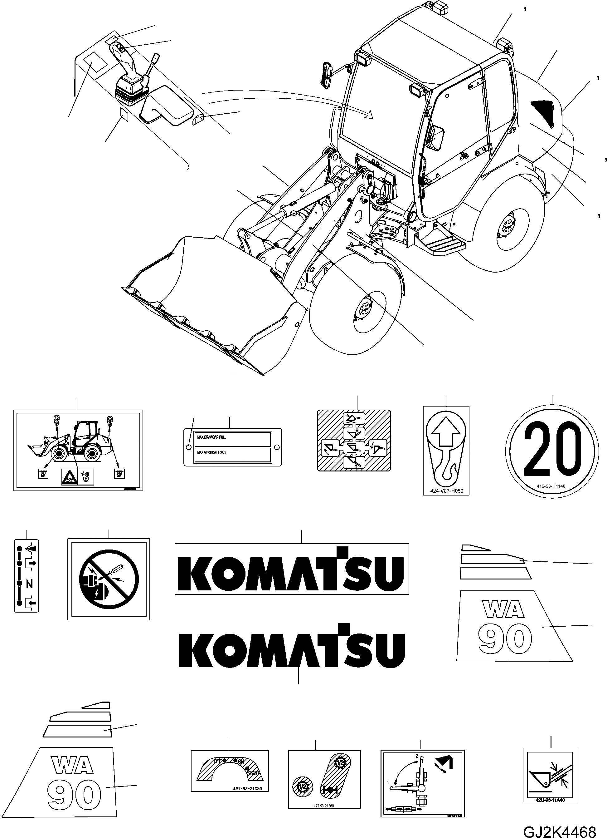 Схема запчастей Komatsu WA90-5 20 km - БУКВЕНН. ИНСТРУМЕНТ, АКСЕССУАРЫ, БУКВЕНН.