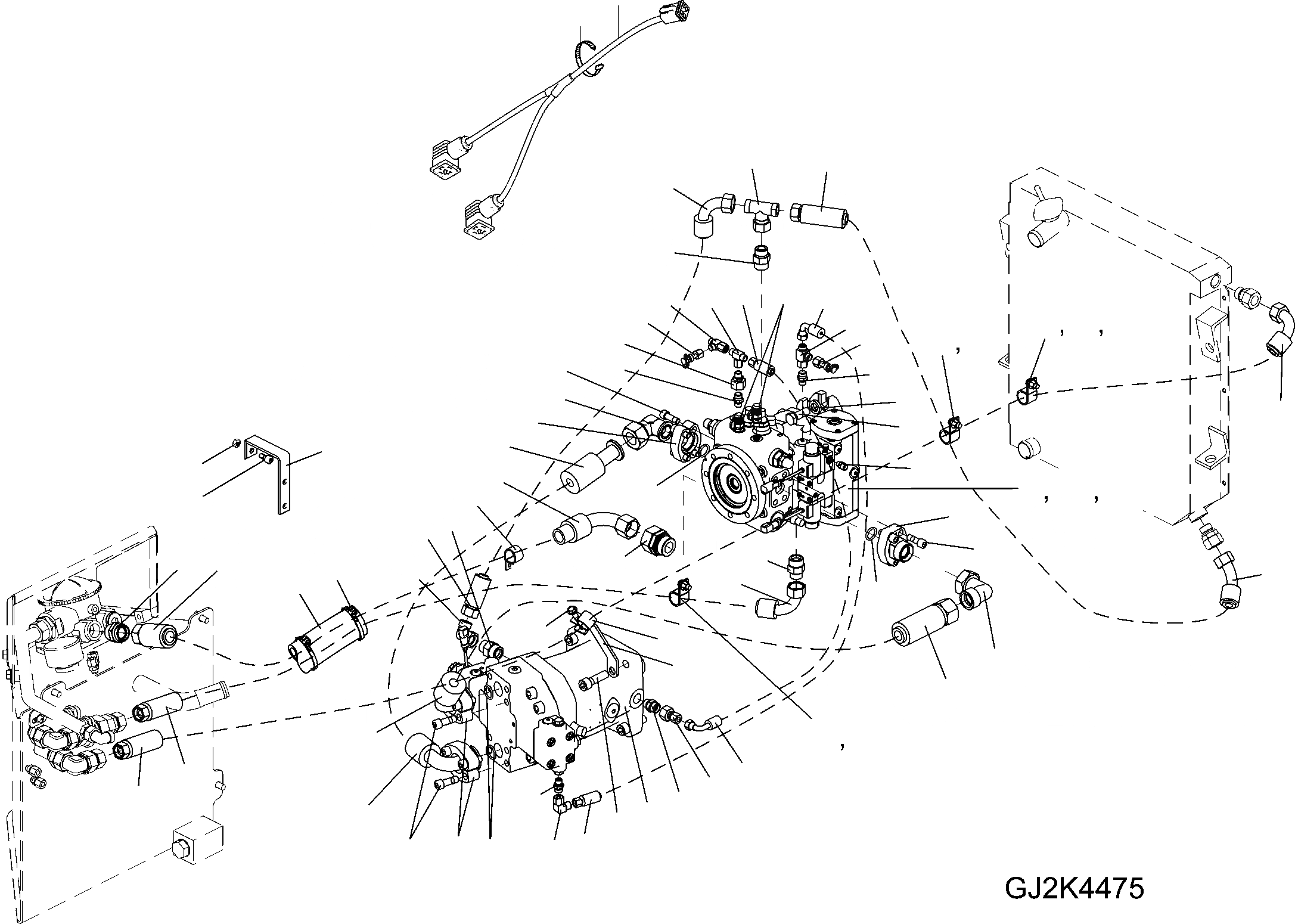 Схема запчастей Komatsu WA90-5 20 km - ГИДР. НАСОС. ПРИВОД, ТРУБЫS ТРАНСМИССИЯ, КРЕСТОВИНА
