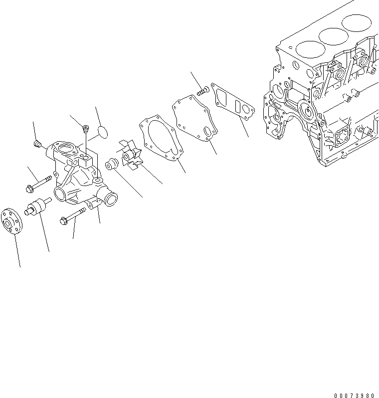 Схема запчастей Komatsu WA90-6 - ВОДЯНАЯ ПОМПА AA ДВИГАТЕЛЬ