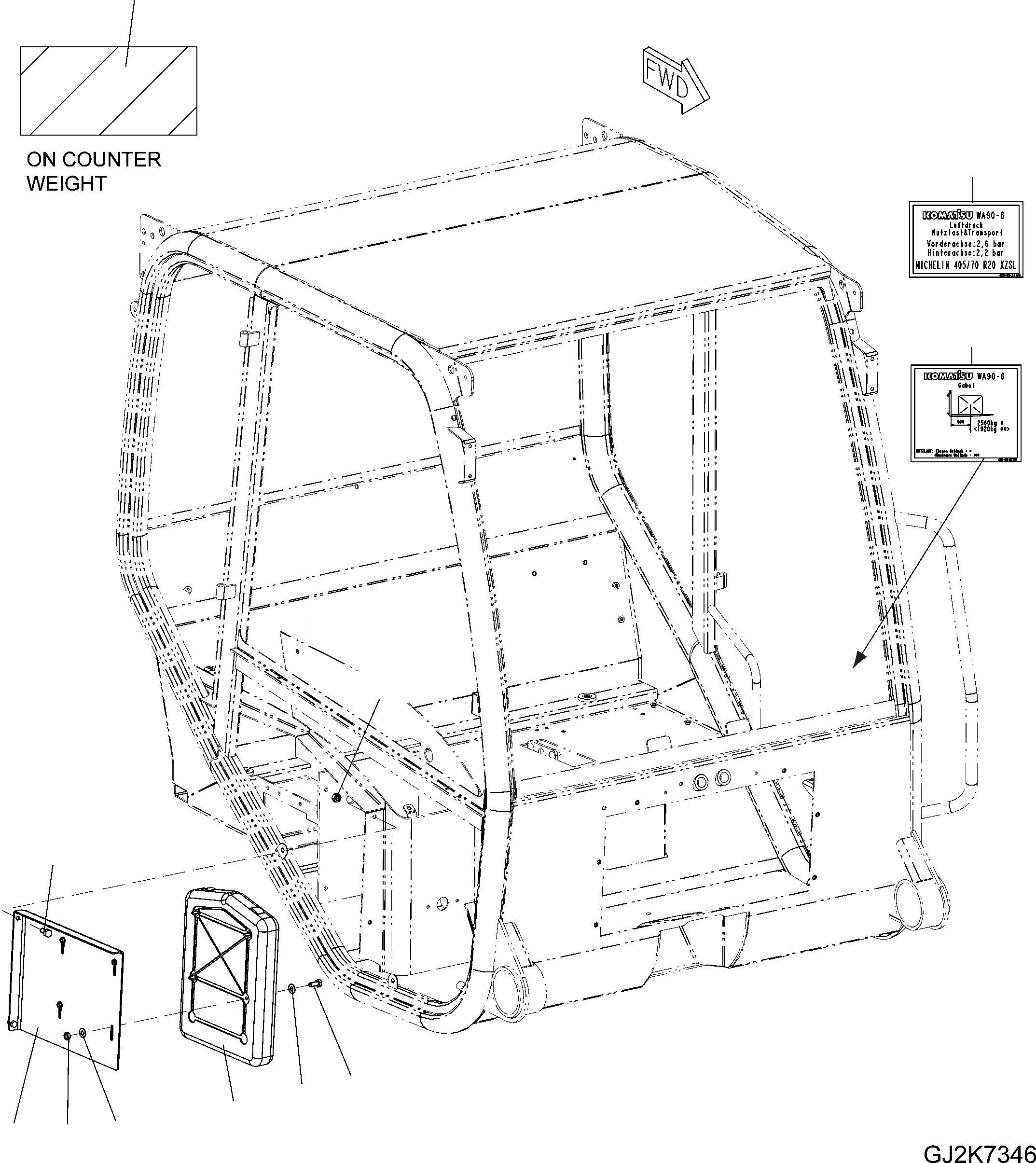 Схема запчастей Komatsu WA90-6 - РУЧН. КОРПУС (LOXAM) (ГЕРМАН.) (ОПЦ.) V АКСЕССУАРЫ И ИНСТРУМЕНТ