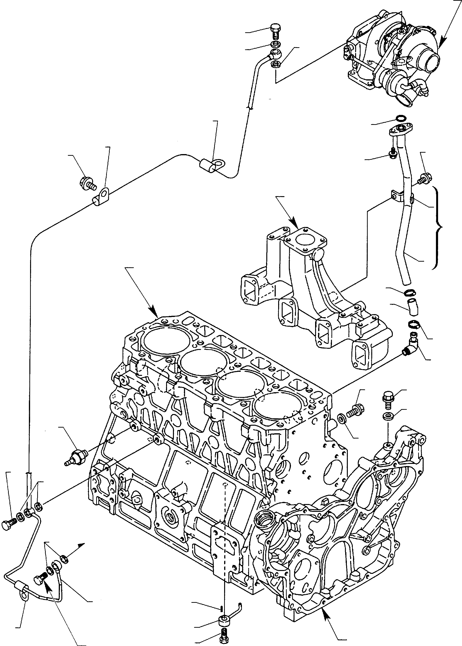 Схема запчастей Komatsu WB140-2 - СИСТЕМА СМАЗКИ МАСЛ. ЛИНИЯ (TURBO ДВИГАТЕЛЬ) ДВИГАТЕЛЬ