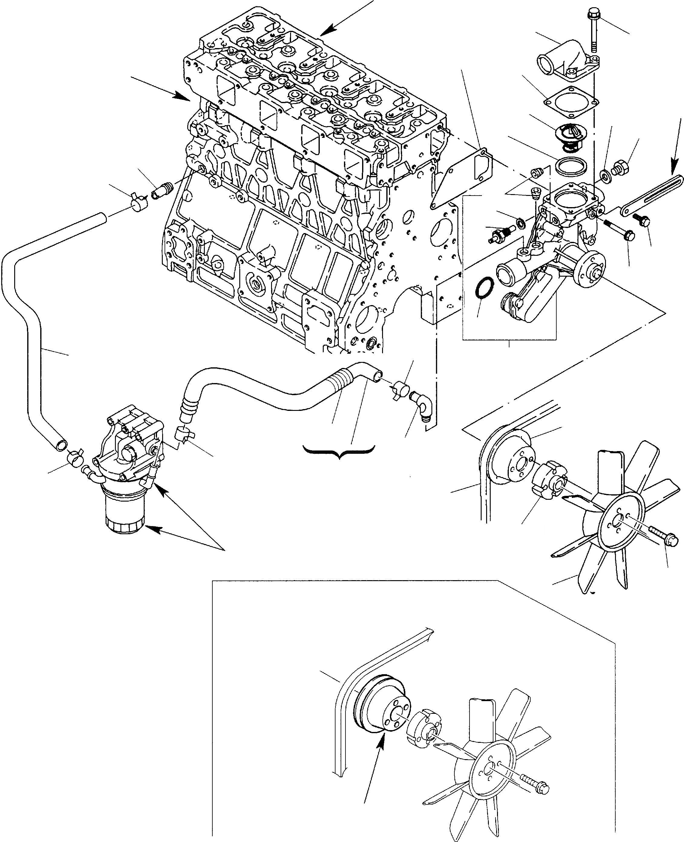 Схема запчастей Komatsu WB140-2 - СИСТЕМА ОХЛАЖДЕНИЯ (ASPIRATED ДВИГАТЕЛЬ) ДВИГАТЕЛЬ