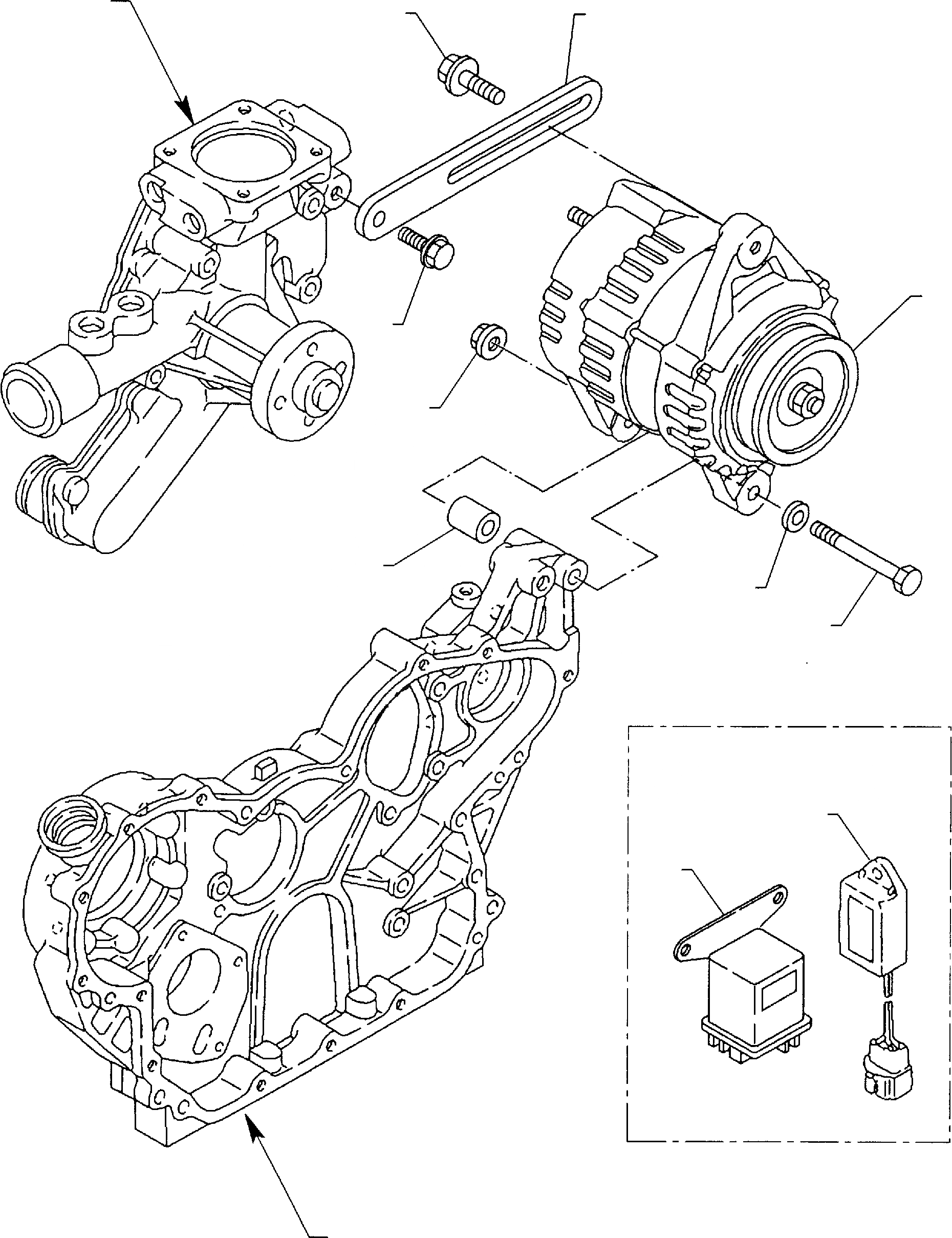 Схема запчастей Komatsu WB140-2 - ГЕНЕРАТОР (ASPIRATED ДВИГАТЕЛЬ) ДВИГАТЕЛЬ