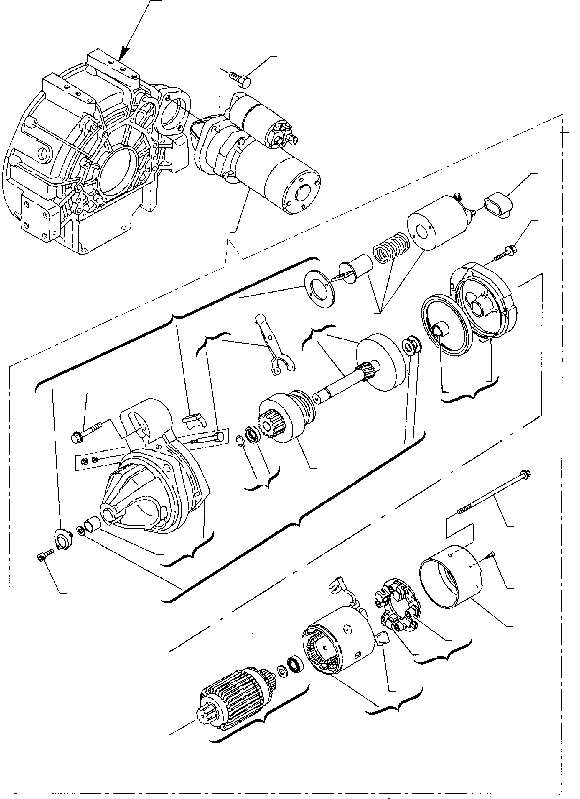 Схема запчастей Komatsu WB140-2 - СТАРТЕР (ASPIRATED ДВИГАТЕЛЬ) ДВИГАТЕЛЬ