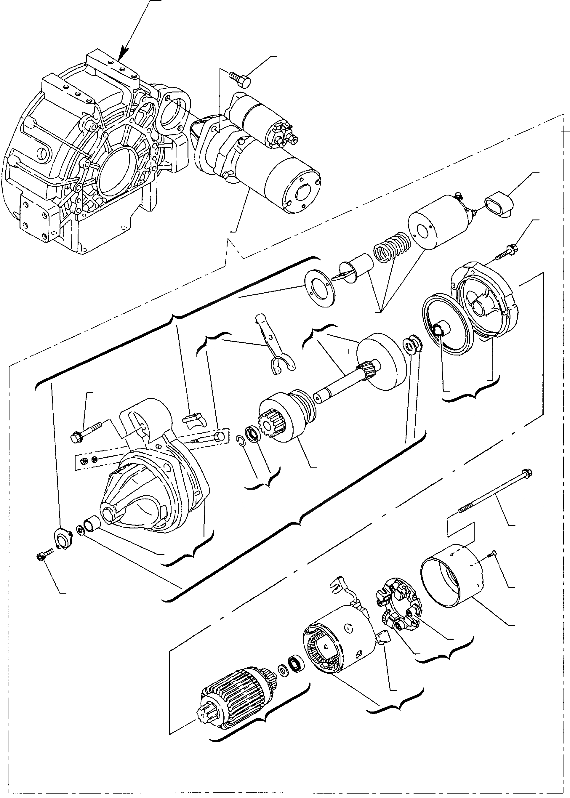 Схема запчастей Komatsu WB140-2 - СТАРТЕР (TURBO ДВИГАТЕЛЬ) ДВИГАТЕЛЬ