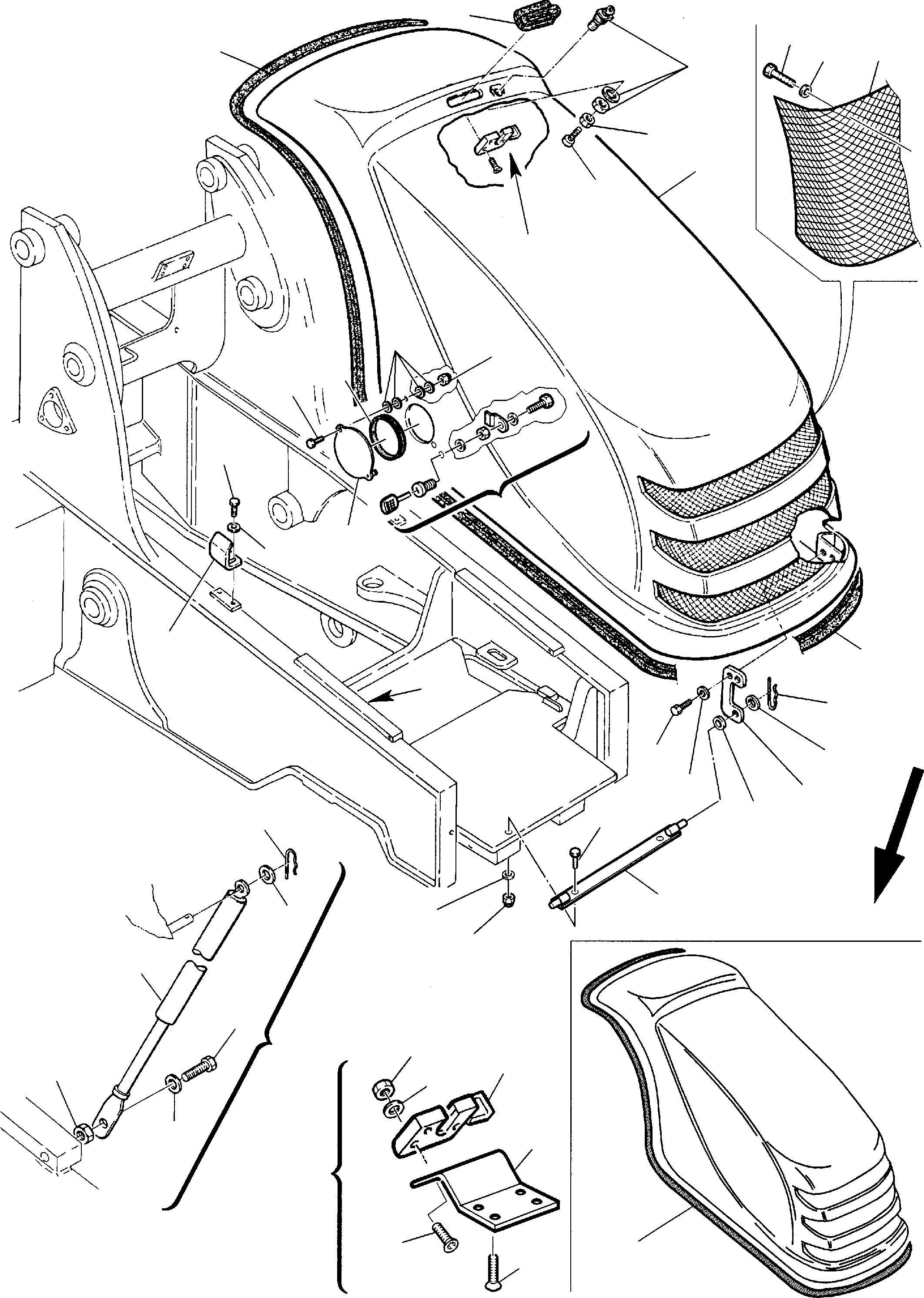 Схема запчастей Komatsu WB140-2 - КРЫШКИ (/) ЧАСТИ КОРПУСА И КАБИНА