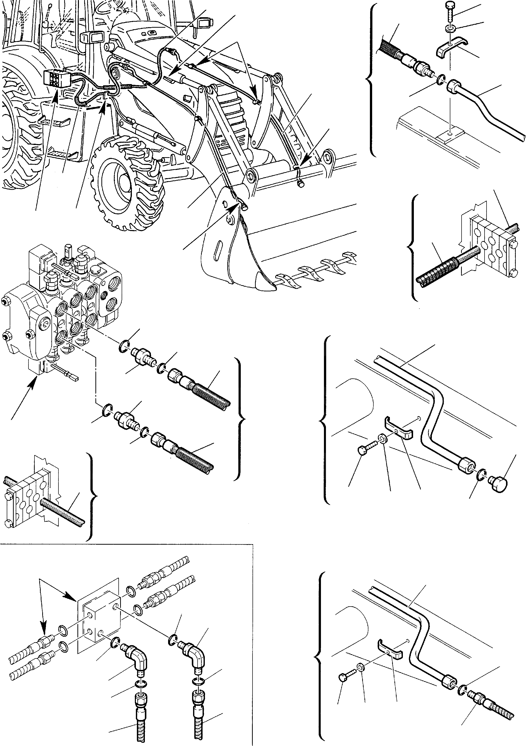 Схема запчастей Komatsu WB140-2 - ГИДРОЛИНИЯ (КОВШ - [4 В 1] ЛИНИЯ ЦИЛИНДРА) (/) ГИДРАВЛИКА РАБОЧЕЕ ОБОРУДОВАНИЕ