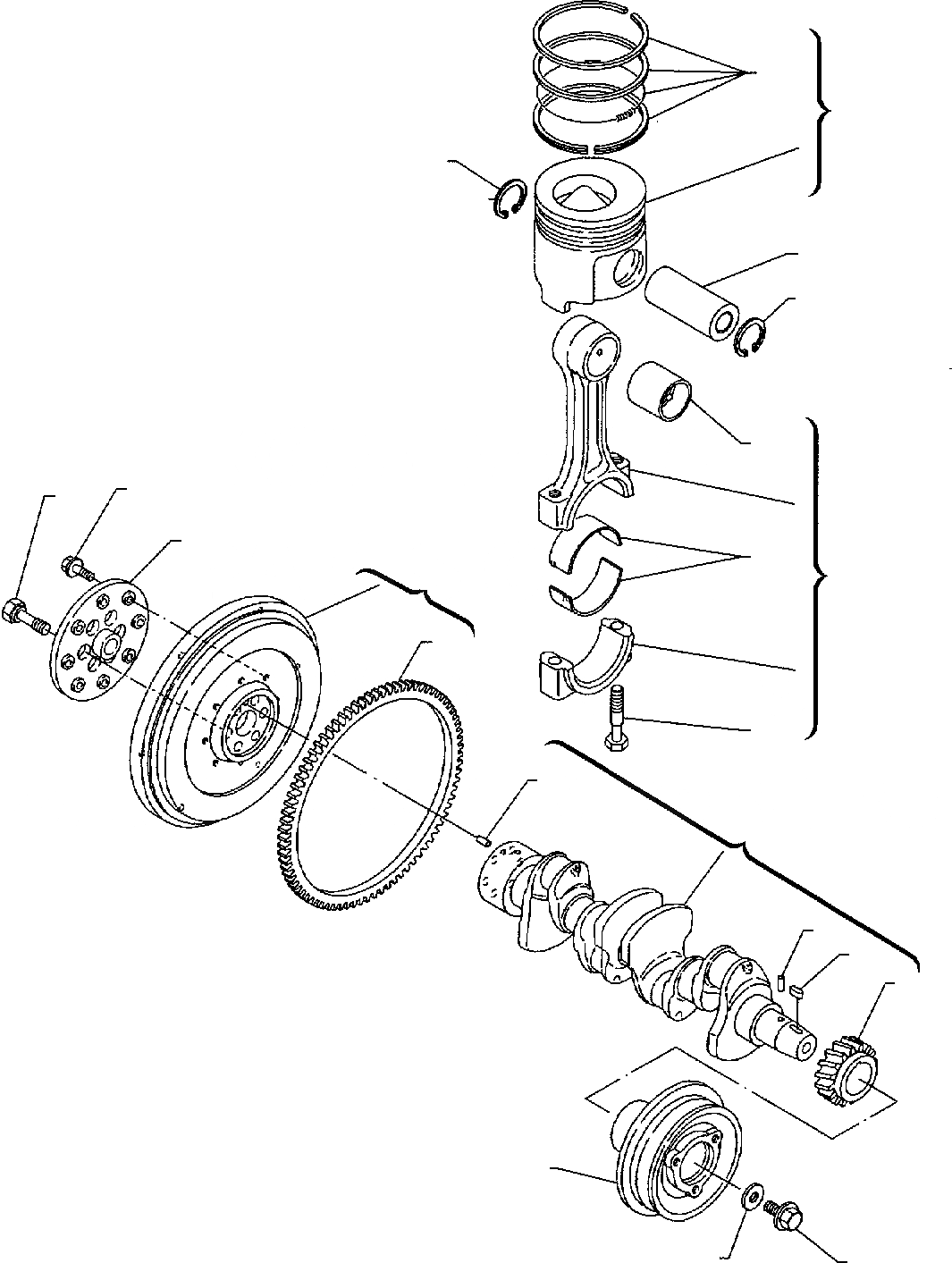 Схема запчастей Komatsu WB140-2 - КОЛЕНВАЛ & ПОРШЕНЬ (ASPIRATED ДВИГАТЕЛЬ) ДВИГАТЕЛЬ