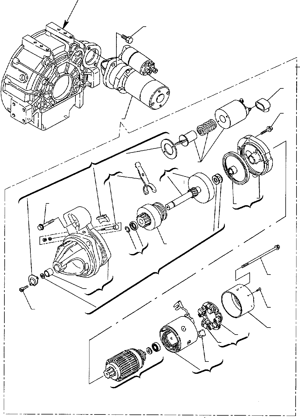 Схема запчастей Komatsu WB140-2 - СТАРТЕР (ASPIRATED ДВИГАТЕЛЬ) ДВИГАТЕЛЬ